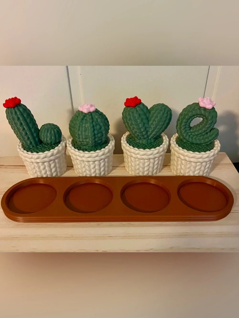 Cute 3d printed Love Cactus trinket / stash / jewelry box set